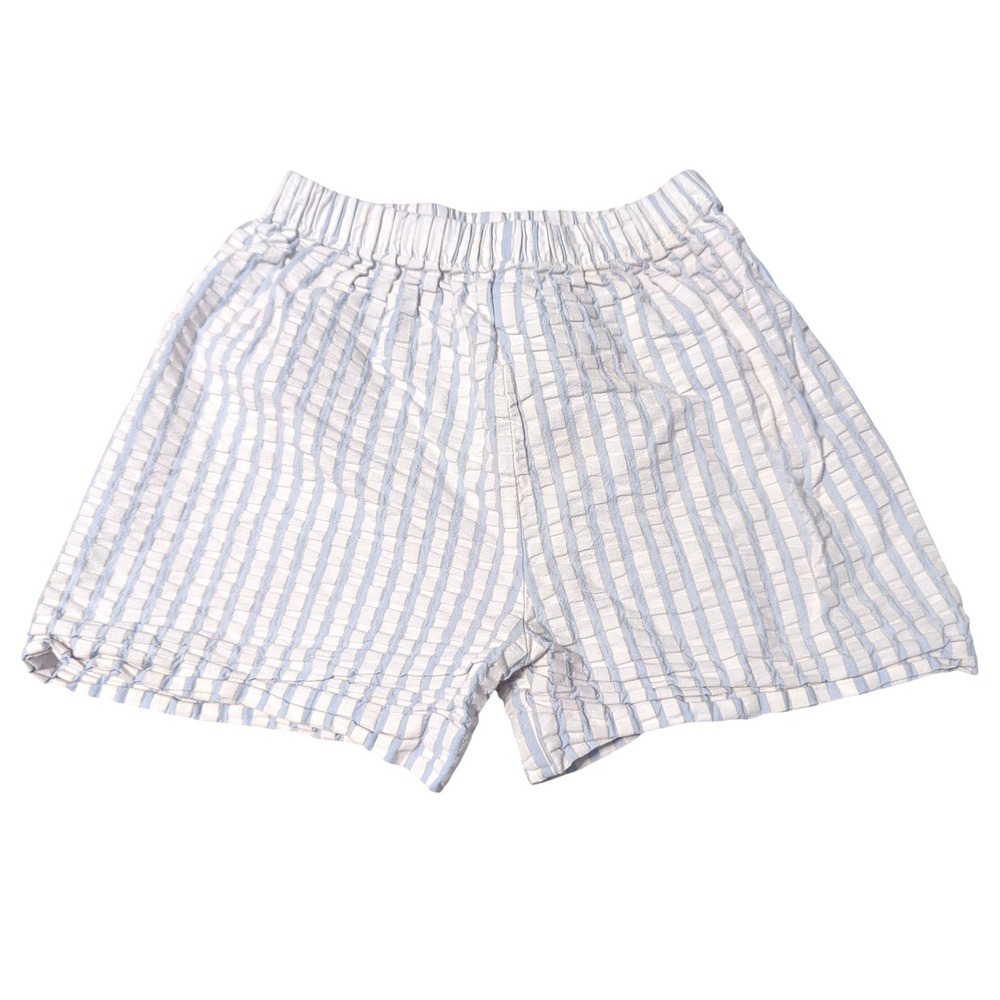 Shrimp & Grits Kids Blue White Seersucker Striped Cotton Shorts Beach Preppy 3T